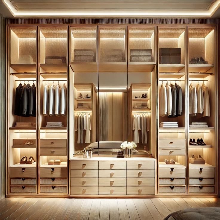 Aura Luxury Dressing Room | Open Boutique Suite with Integrated LED | Rhaya Furniture