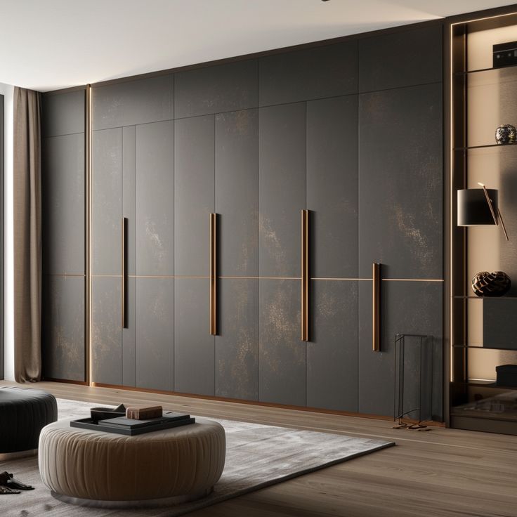 خزانة "تايتان" الفاخرة - تصميم معماري بمظهر رخامي وتطعيمات برونزية