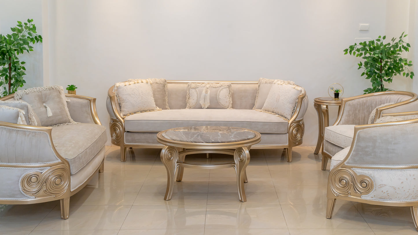 صالون الطاووس - 6 قطع نيو كلاسيك بتصميم ألترا مودرن وأقمشة تركية فاخرة