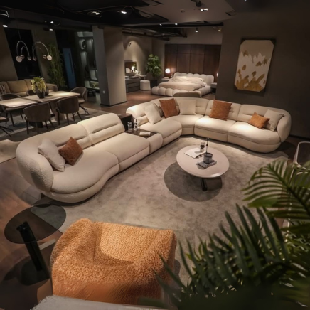 كنة أمواج مودرن منحنية قماش بوكليه تصميم وحدات مع طاولات مدمجة من رحايا.