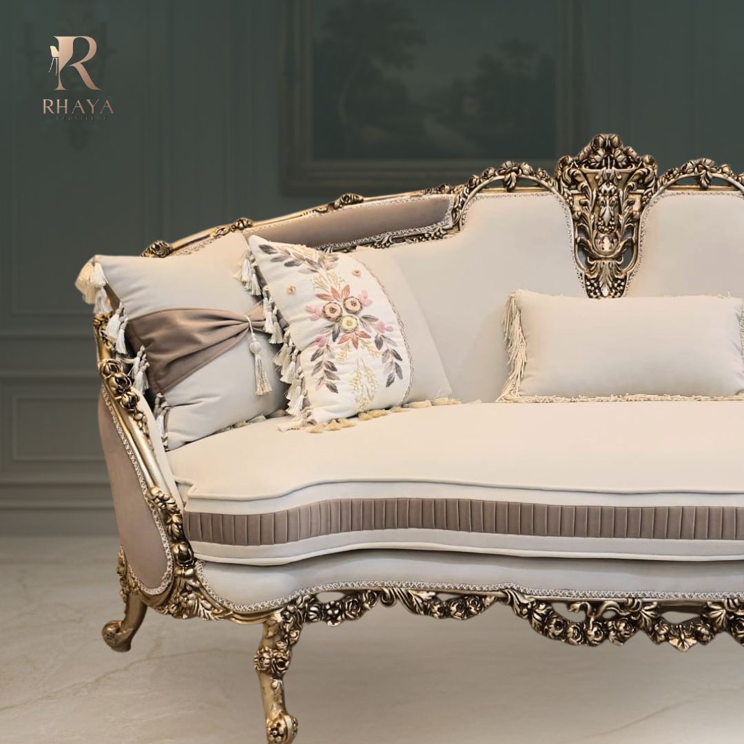 صالون الأميرة الملكي - 7 وحدات بنحت كلاسيكي ذهبي