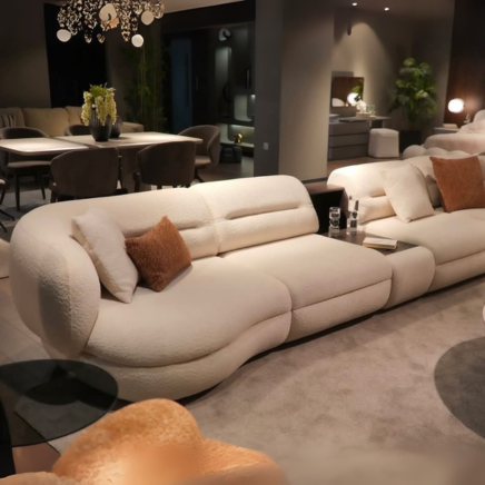 كنة أمواج مودرن منحنية قماش بوكليه تصميم وحدات مع طاولات مدمجة من رحايا.