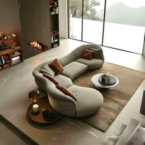 ركنة مودرن حرف L لون رمادي قماش كتان من رحايا