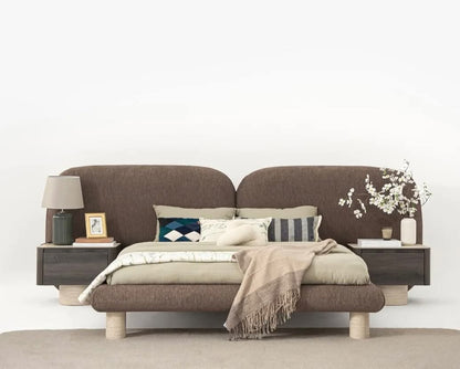 سرير "بيبل" الفاخر - مصنع من خشب الزان مع لوح رأسي مزدوج وكومود مدمج