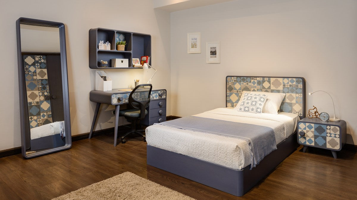 "Granada" Youth Room 11 Pieces - Andalusian design in bluish gray color