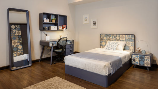 "Granada" Youth Room 11 Pieces - Andalusian design in bluish gray color