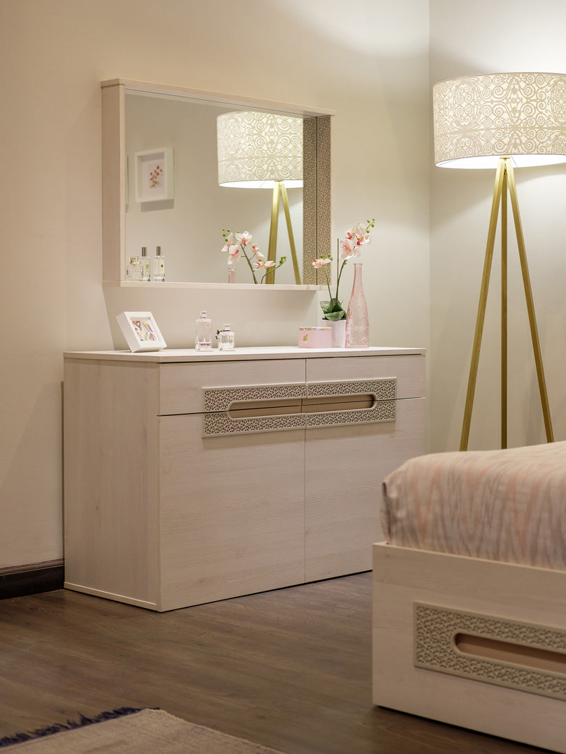 "Moon" Youth Room - Elegant design with whitewashed wood and soft oriental detailing