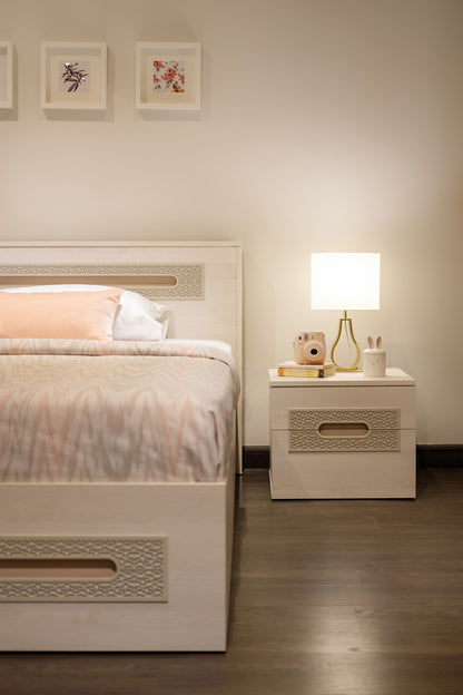 "Moon" Youth Room - Elegant design with whitewashed wood and soft oriental detailing