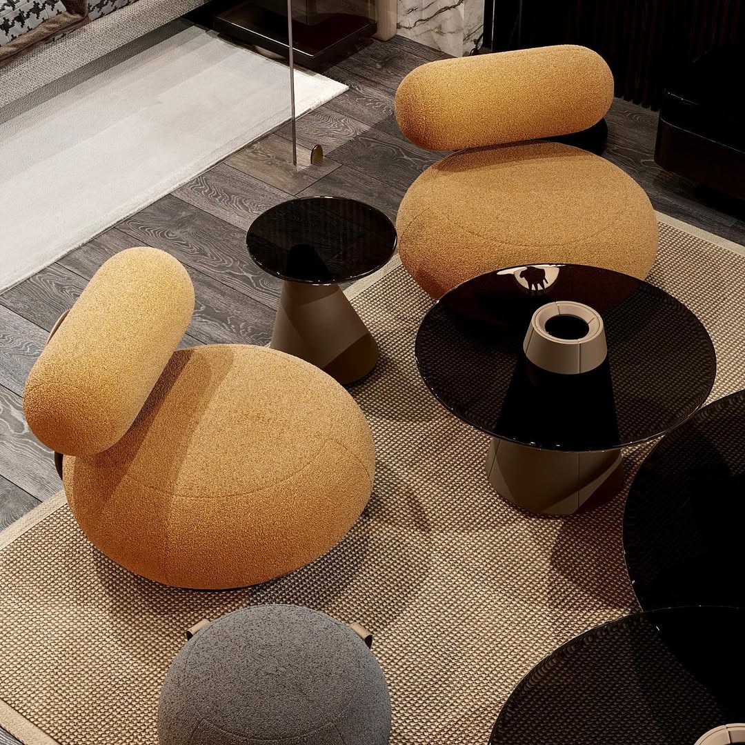 أنتريه "تكوين" الفنية - تصميم نحتي بقماش البوكليه والجلد الطبيعي