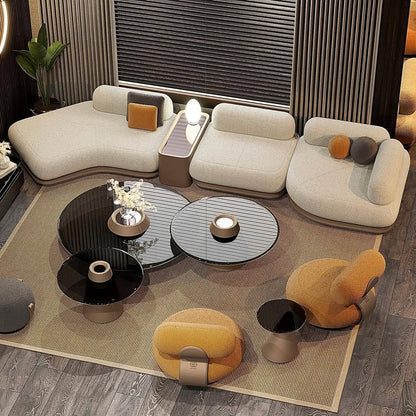 أنتريه "تكوين" الفنية - تصميم نحتي بقماش البوكليه والجلد الطبيعي