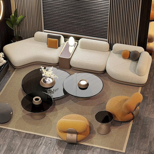 أنتريه "تكوين" الفنية - تصميم نحتي بقماش البوكليه والجلد الطبيعي