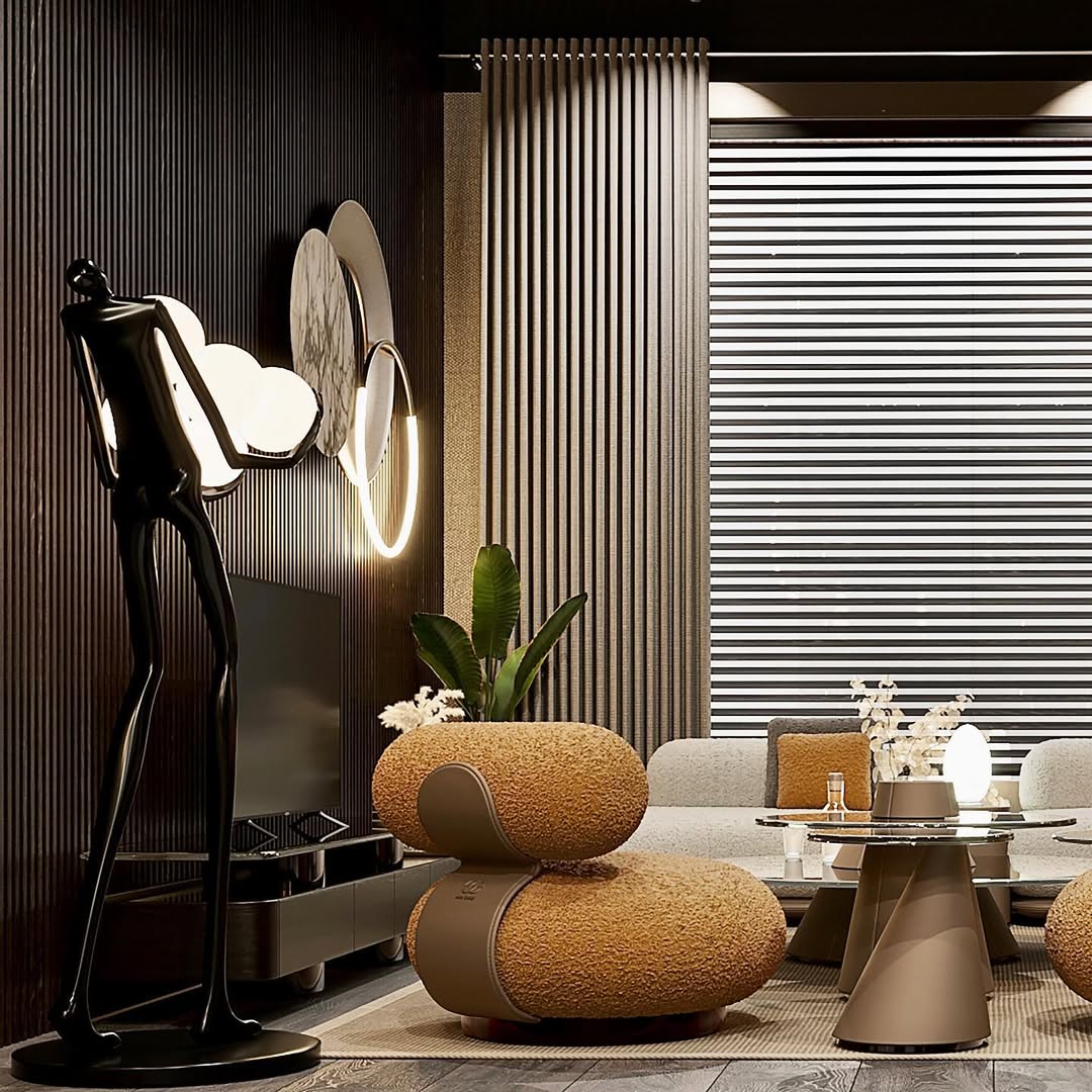 أنتريه "تكوين" الفنية - تصميم نحتي بقماش البوكليه والجلد الطبيعي