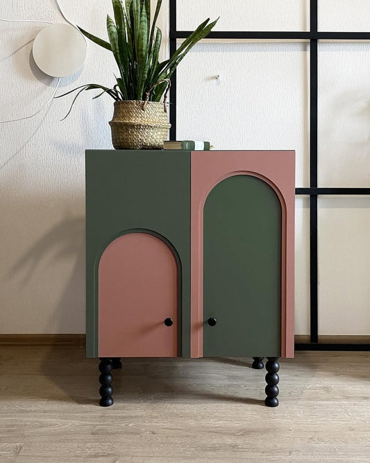 وحدة "ثنائية" الجانبية - تناغم الأخضر الزيتوني والوردي الترابي