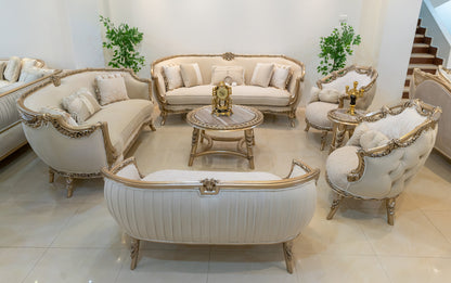 صالون العنكبوت الفاخر - 7 قطع بتشطيب ذهبي ونحت دقيق