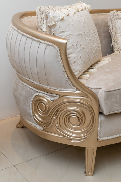 صالون الطاووس - 6 قطع نيو كلاسيك بتصميم ألترا مودرن وأقمشة تركية فاخرة