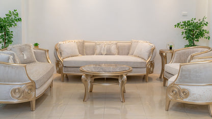 صالون الطاووس - 6 قطع نيو كلاسيك بتصميم ألترا مودرن وأقمشة تركية فاخرة