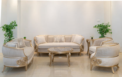 صالون الطاووس - 6 قطع نيو كلاسيك بتصميم ألترا مودرن وأقمشة تركية فاخرة