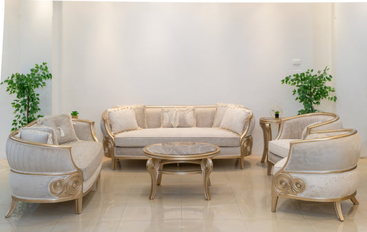 صالون الطاووس - 6 قطع نيو كلاسيك بتصميم ألترا مودرن وأقمشة تركية فاخرة