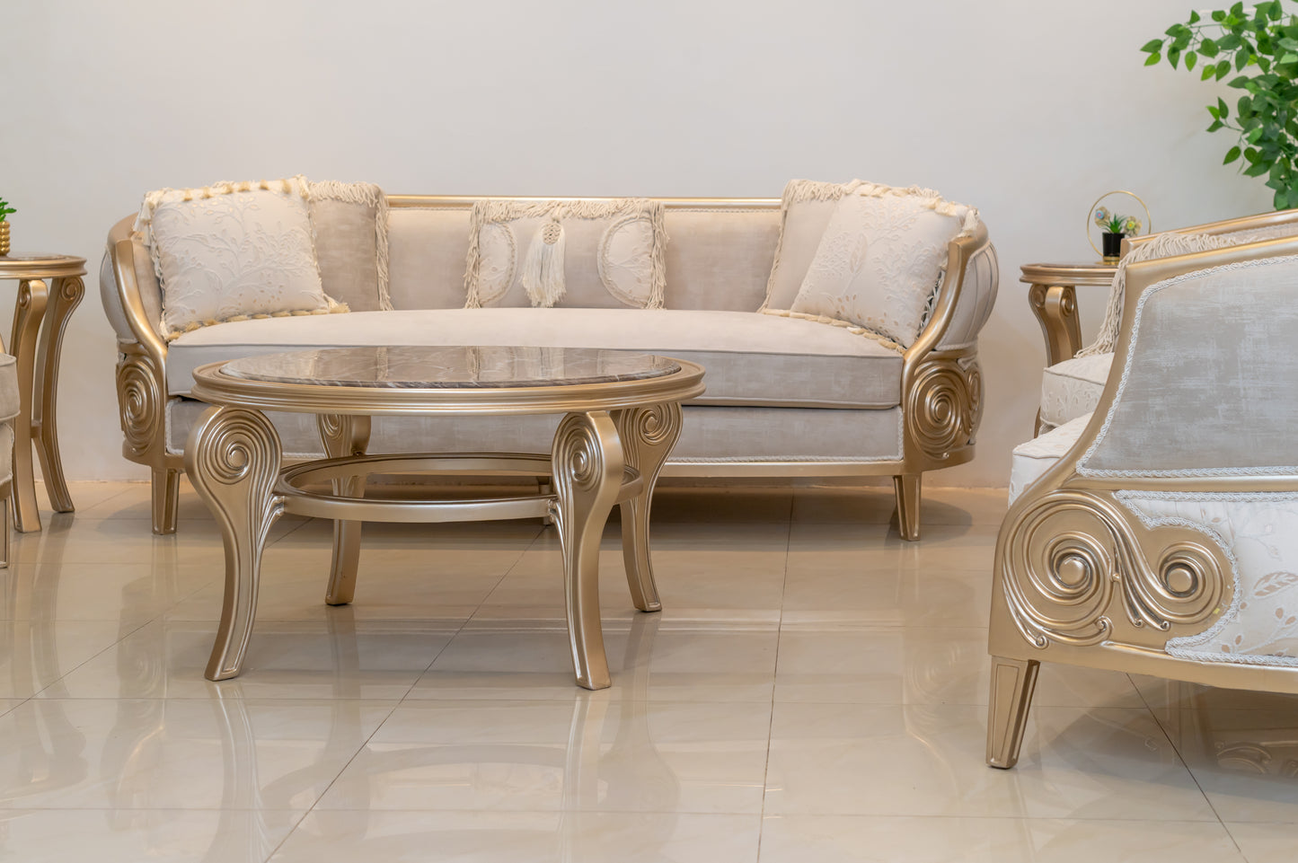 صالون الطاووس - 6 قطع نيو كلاسيك بتصميم ألترا مودرن وأقمشة تركية فاخرة