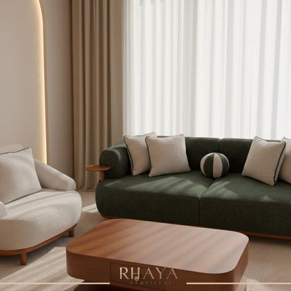 انتريه بامبو - تصميم مودرن بأرجل خشبية وقماش بوكليه