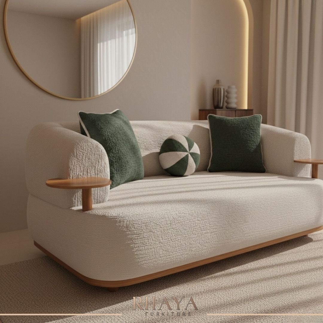 انتريه بامبو - تصميم مودرن بأرجل خشبية وقماش بوكليه