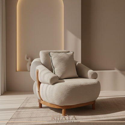 انتريه بامبو - تصميم مودرن بأرجل خشبية وقماش بوكليه