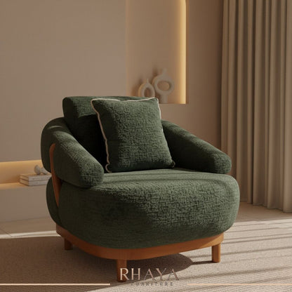 انتريه بامبو - تصميم مودرن بأرجل خشبية وقماش بوكليه