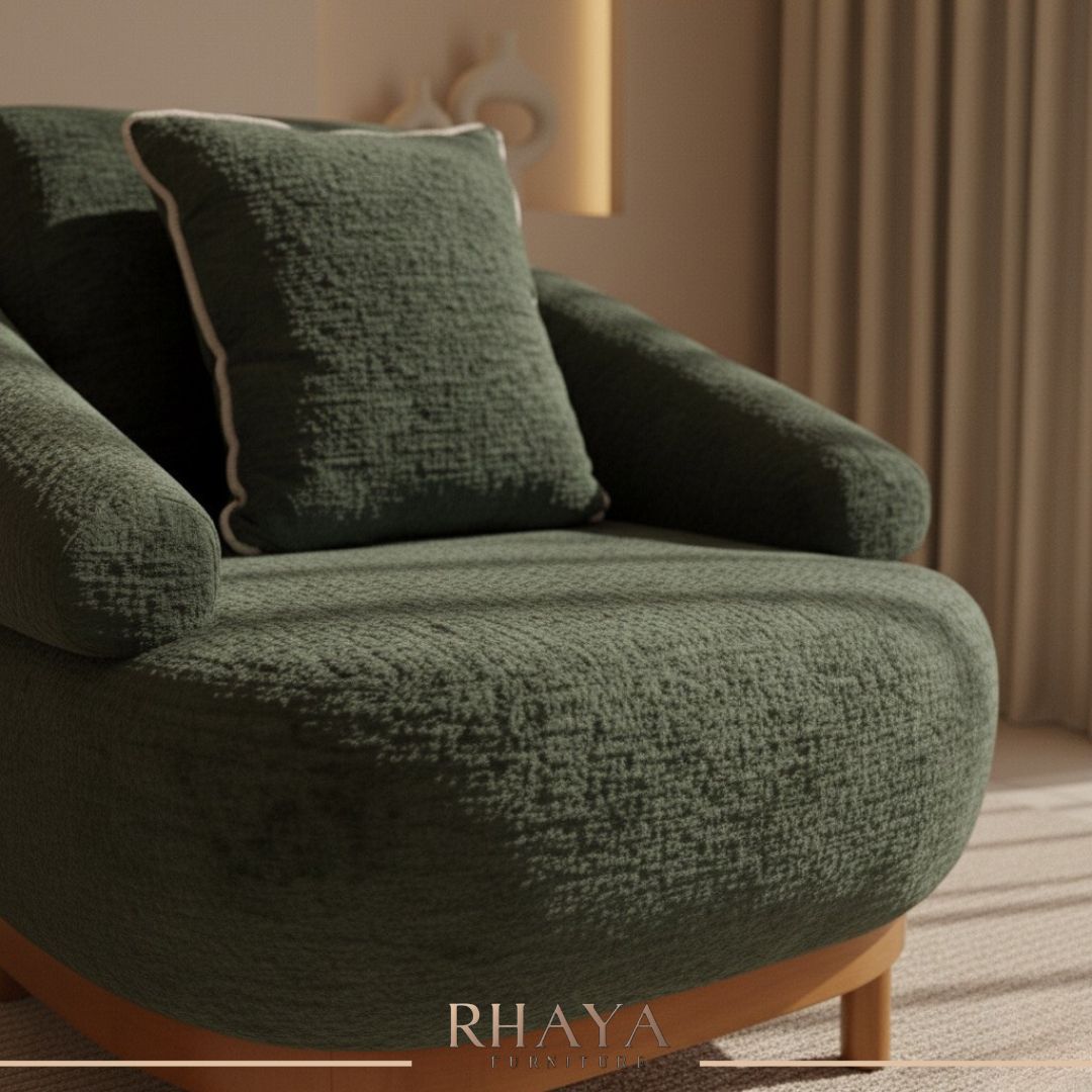 انتريه بامبو - تصميم مودرن بأرجل خشبية وقماش بوكليه