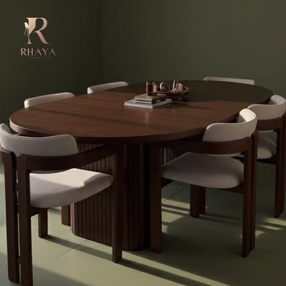 طاولة طعام "آيكون" فردانية - تصميم بيضاوي وقاعدة مُشرّحة