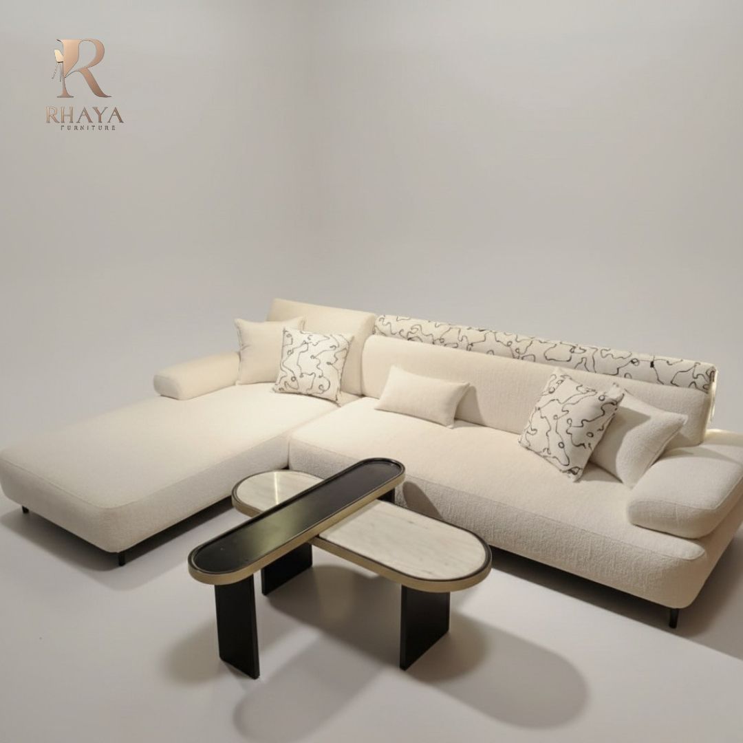 ركنة آرت - 2 كنبة بتصميم مودرن وقماش بوكليه+ كرسي زان