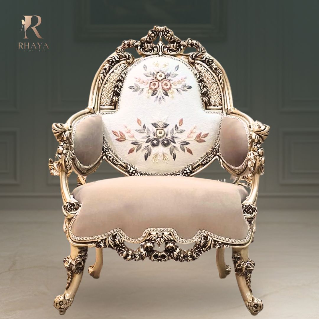 صالون الأميرة الملكي - 7 وحدات بنحت كلاسيكي ذهبي