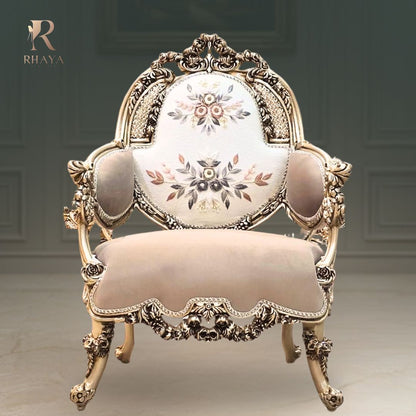 صالون الأميرة الملكي - 7 وحدات بنحت كلاسيكي ذهبي