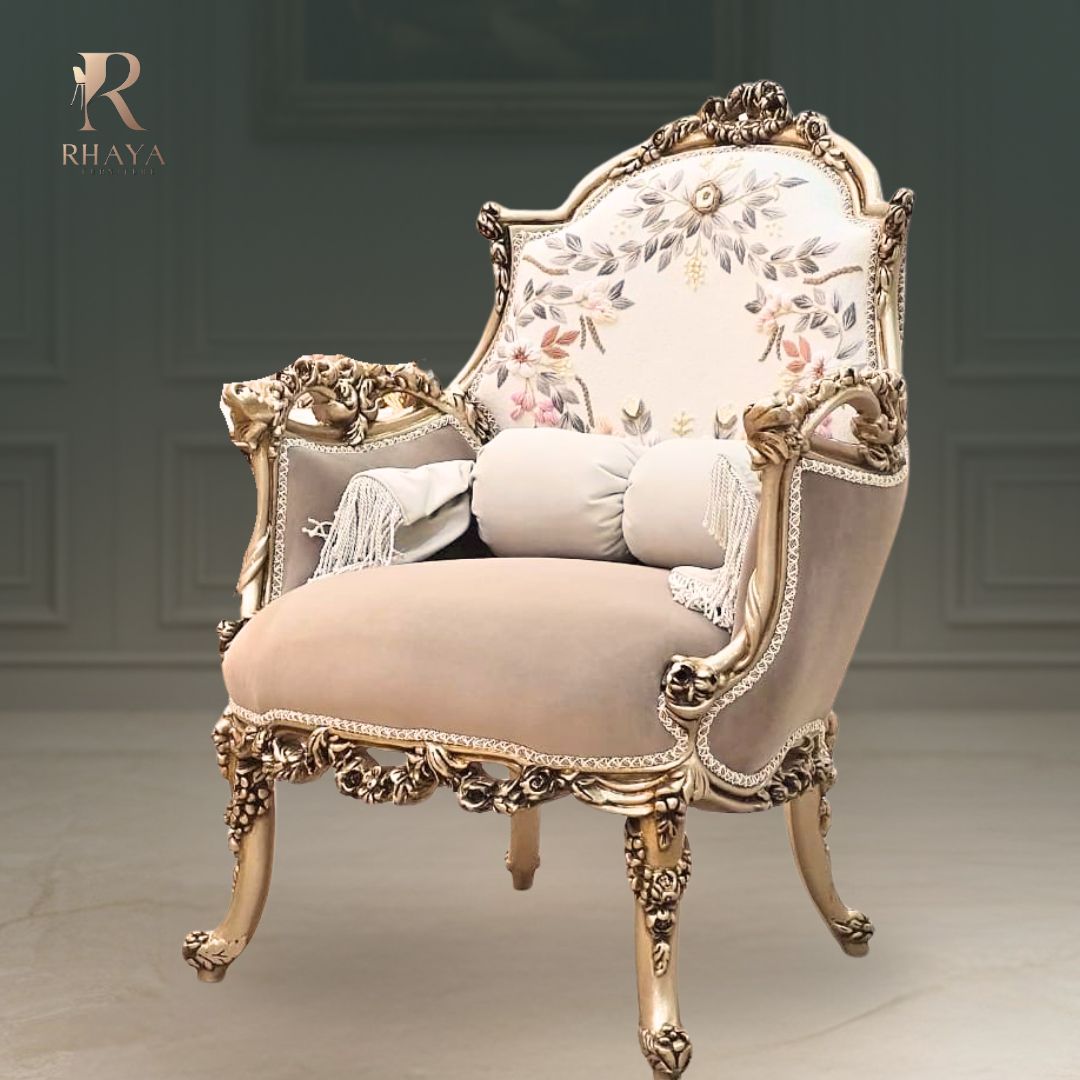 صالون الأميرة الملكي - 7 وحدات بنحت كلاسيكي ذهبي