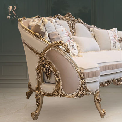 صالون الأميرة الملكي - 7 وحدات بنحت كلاسيكي ذهبي