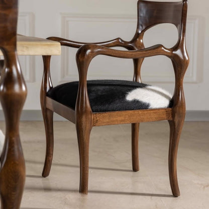 طقم سفرة المنحوتة الطبيعية - طاولة بلوح جوز خام و 6 كراسي زان نحت دقيق