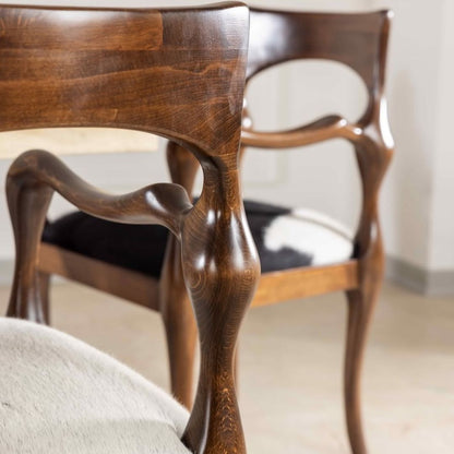 طقم سفرة المنحوتة الطبيعية - طاولة بلوح جوز خام و 6 كراسي زان نحت دقيق