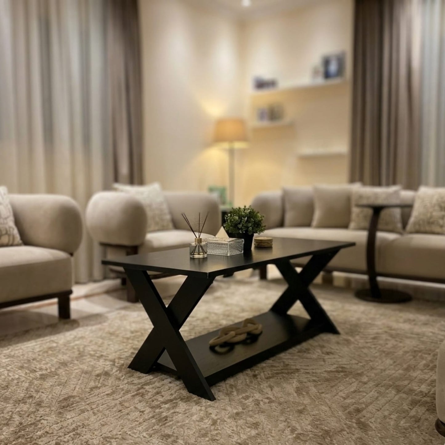 Atheer Contemporary Living Set | 4-Piece Premium Beechwood Suite | Rhaya Furniture