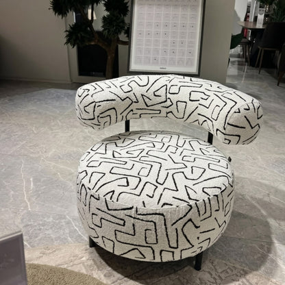 Serenity Integrated Living Set | Curved Bouclé Sectional & "Grafika" Accent Chairs | Rhaya Furniture