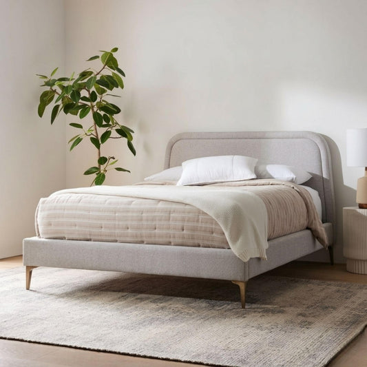 Elan Bed | Modern Beech Wood Frame with Metal Legs | Rhaya Furniture