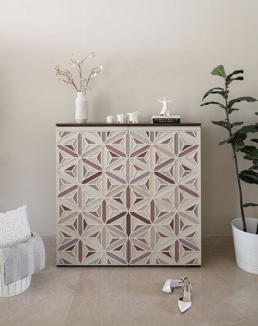 خزانة "أريزونا" الجانبية - نقش فسيفسائي 3D متعدد الألوان (صحراوي)