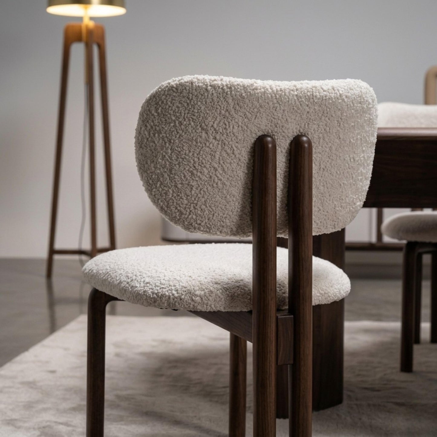 Nordic Modern Scandinavian Dining Room | Oval Table & Bouclé Chairs | Rhaya Furniture