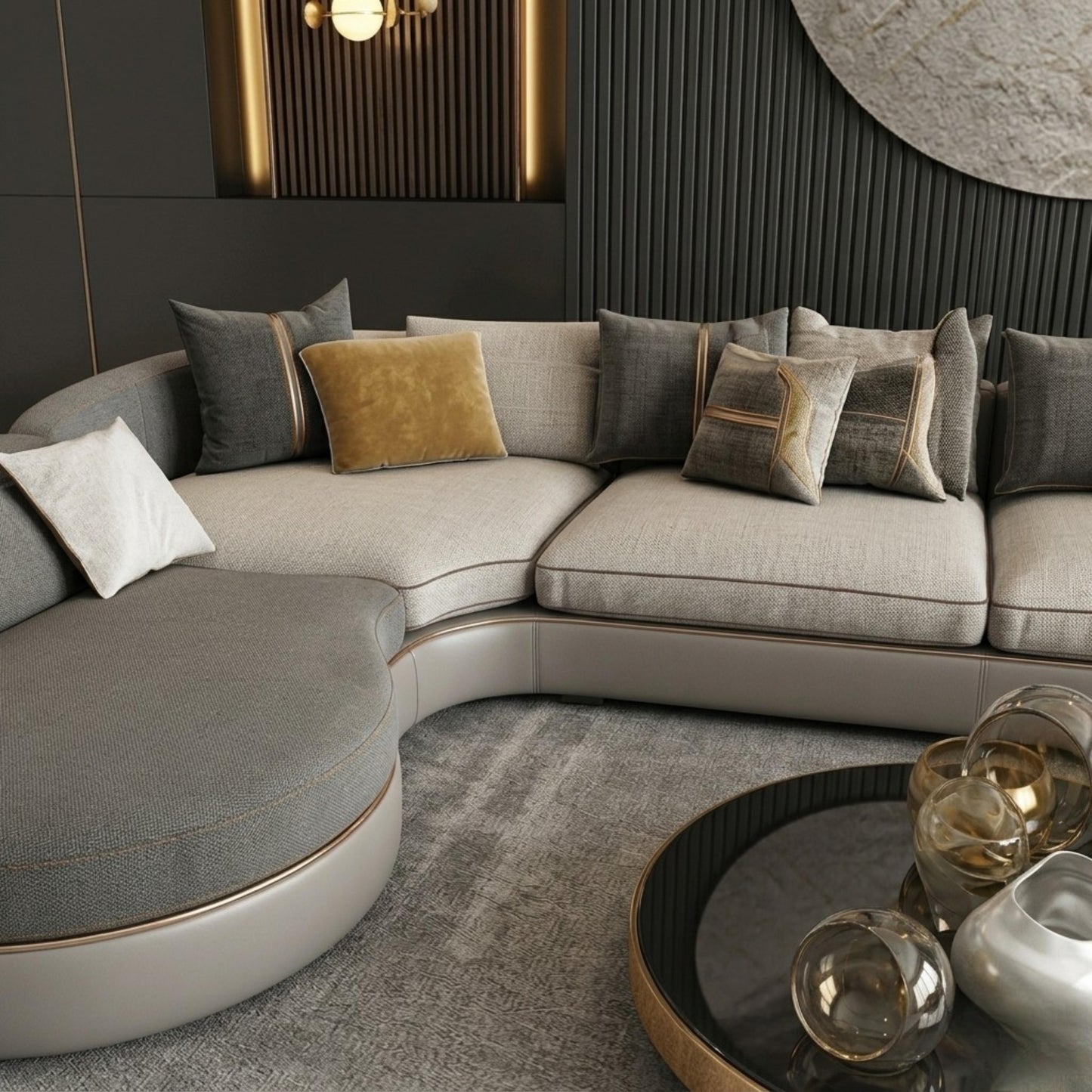 ركنة إكليبس - ركنة مودرن منحنية (S-Shape) بلونين | تصميم "إكليبس" الفاخر.