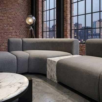 طقم كنب "لوفت" موديولار ، طاولة ، بف - Luxury Modular Sofa Set with Marble Table & Pouf