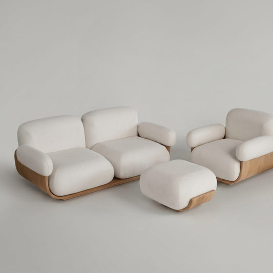 Curve Modern Living Set | Bent Wood Red Beech Structure | Rhaya Furniture