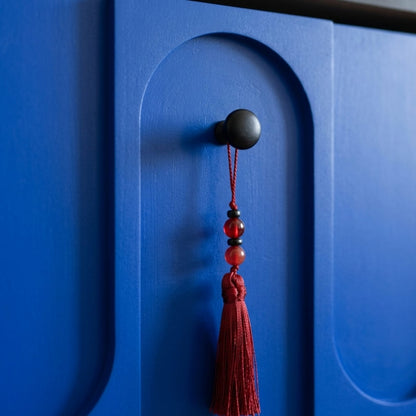 Modern Art Deco Sideboard | Electric Blue & Black Arched Cabinet | Rhaya Furniture