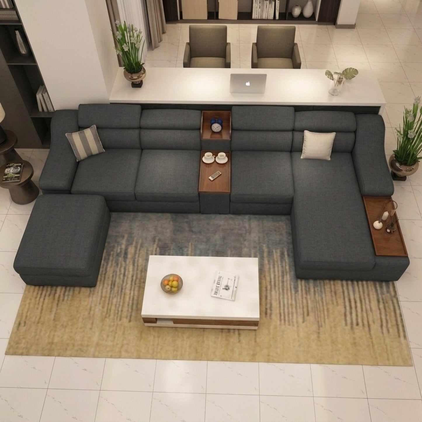 Connect Smart Modular U-Sofa | Integrated USB Charging & Adjustable Comfort | Rhaya Furniture