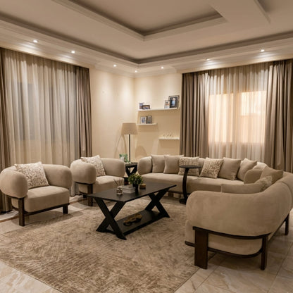 Atheer Contemporary Living Set | 4-Piece Premium Beechwood Suite | Rhaya Furniture