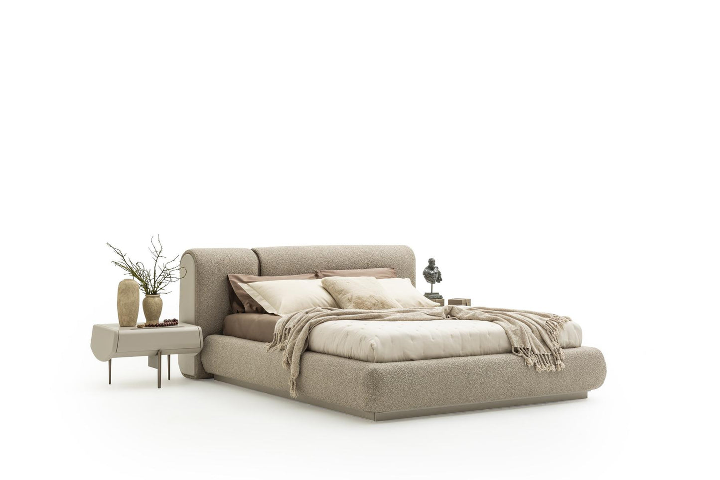 غرفة نوم "واحة" المودرن - سرير بتصميم انسيابي وتشطيبات راقية